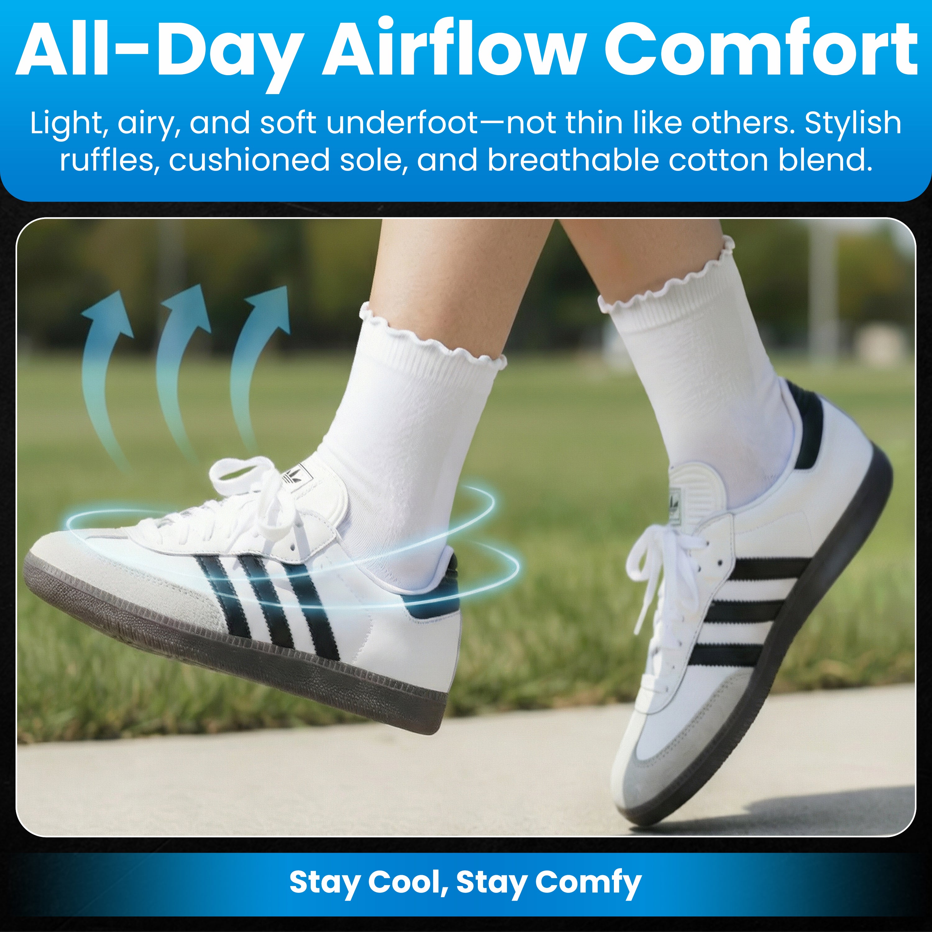 COMING SOON - CORE210 Womens Short Socks Ruffle 3 Pack - White