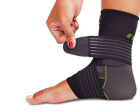 CopperJoint foot sleeve with straps — single sleeve, adjustable ankle and arch support