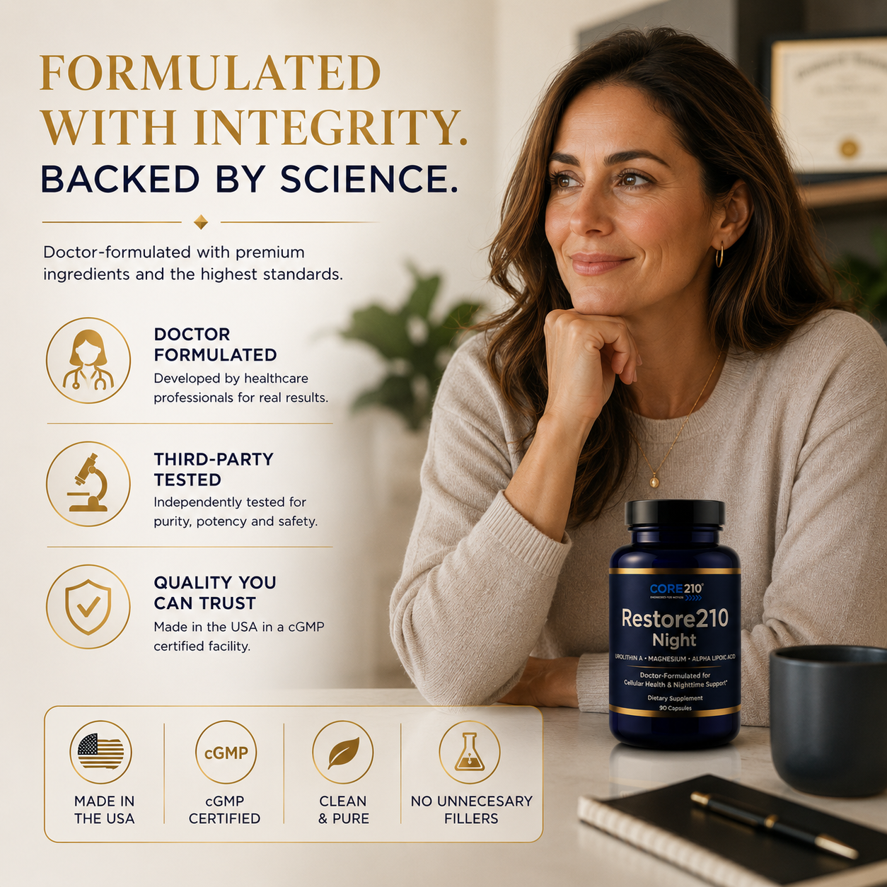 Restore210 Night™ with Urolithin A, Magnesium & Alpha Lipoic Acid Supplement by CORE210