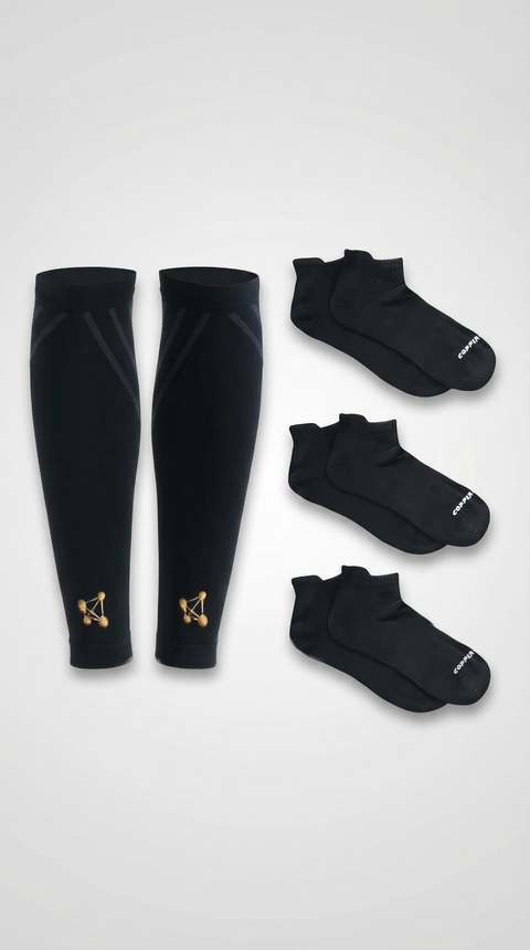 CopperJoint Runners Bundle — calf sleeves and short compression socks for running and training