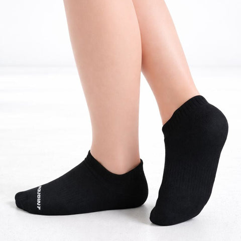 CopperJoint Ankle Cushioned Socks 3-pack in black — side view showing cushioned sole