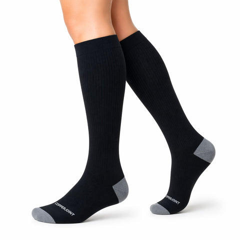 CopperJoint Long Compression Socks pair in black — graduated compression for daily wear