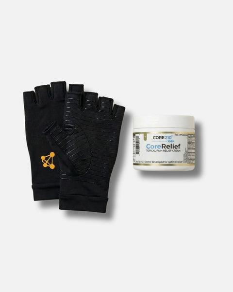 CopperJoint Hand Support Relief Bundle — compression gloves and CoreRelief cream for hand and joint comfort