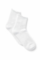 Womens Short Socks Ruffle Lettuce Edge 3 Pack - White