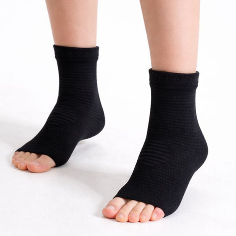 CopperJoint Redesigned Copper Foot Sleeve pair — orthopedic-guided front view, arch and ankle support