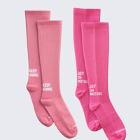 Long Compression Socks Pink - Set of 2