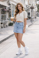 Womens Short Socks Ruffle Lettuce Edge 3 Pack - White