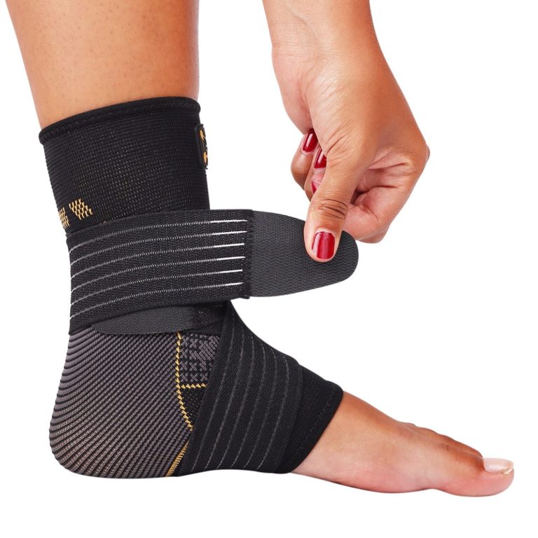 copper infused ankle compression sleeve with strap