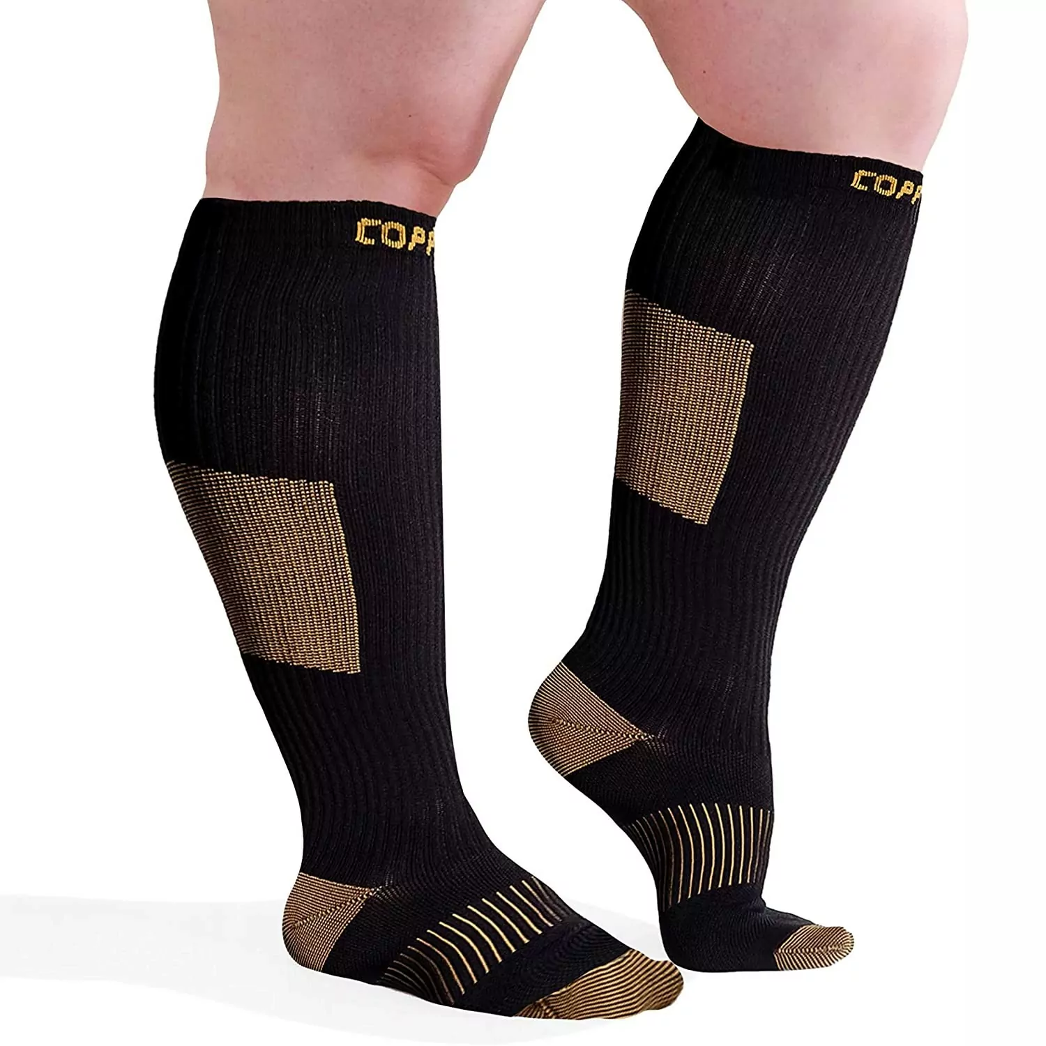 Unisex Copper Infused Compression Socks 20-30mmHg Graduated Leg Care For Sports